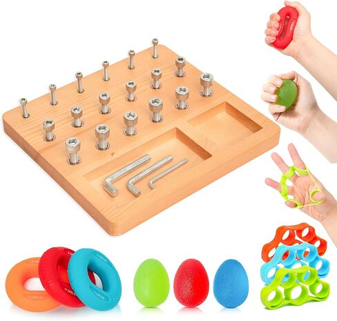 DICYWUDI Wooden Pegboard for Finger Dexterity, Finger Strength Trainer for Hand Grip Strengthener Targeted Strength, Relief & Recovery– for Men, Women, and Seniors in Kuwait