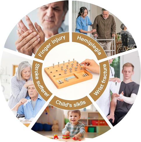 DICYWUDI Wooden Pegboard for Finger Dexterity, Finger Strength Trainer for Hand Grip Strengthener Targeted Strength, Relief & Recovery– for Men, Women, and Seniors in Saudi Arabia
