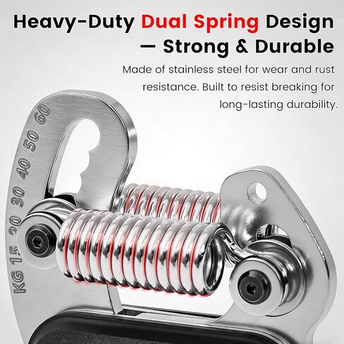 مدرب قوة قبضة زنبركية مزدوجة معدنية بالكامل، مقوي للساعد، مقوي لمقبض اليد، مقاومة قابلة للتعديل (33-132 رطل) - مثالي لقوة القبضة، وبناء العضلات، والتعافي in Kuwait