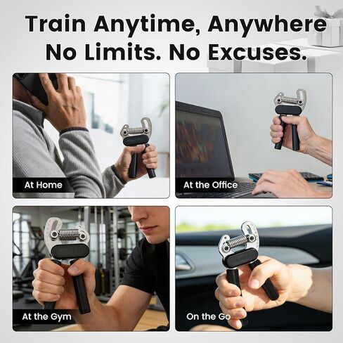 مدرب قوة قبضة زنبركية مزدوجة معدنية بالكامل، مقوي للساعد، مقوي لمقبض اليد، مقاومة قابلة للتعديل (33-132 رطل) - مثالي لقوة القبضة، وبناء العضلات، والتعافي in Kuwait