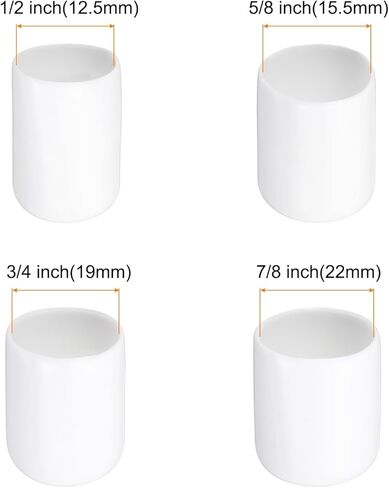 MECCANIXITY 160pcs Round End Protective Caps Rubber Cover 1/2" 5/8" 3/4" 7/8" White Screw Protector for Screw Bolt, Plumbing Pipe in Saudi Arabia