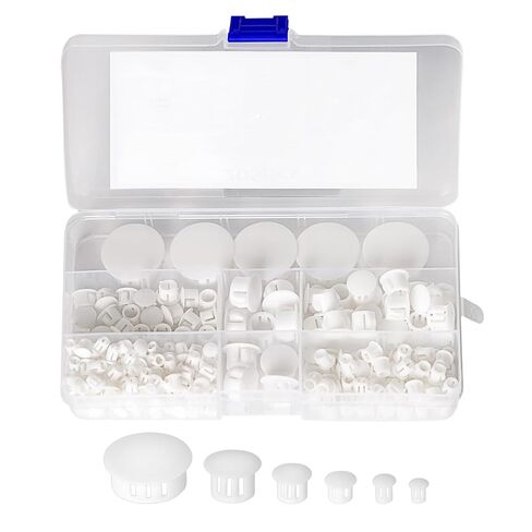 205Pcs White Plastic Hole Plugs Assortment Kit, 3/16" to 1" (5mm-25mm) Round Flush Mount End Caps, Waterproof Screw Hole Plugs for Furniture, Cabinets, Electrical Box & Conduit Pipe Sealing in Saudi Arabia