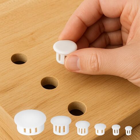 205Pcs White Plastic Hole Plugs Assortment Kit, 3/16" to 1" (5mm-25mm) Round Flush Mount End Caps, Waterproof Screw Hole Plugs for Furniture, Cabinets, Electrical Box & Conduit Pipe Sealing in Saudi Arabia