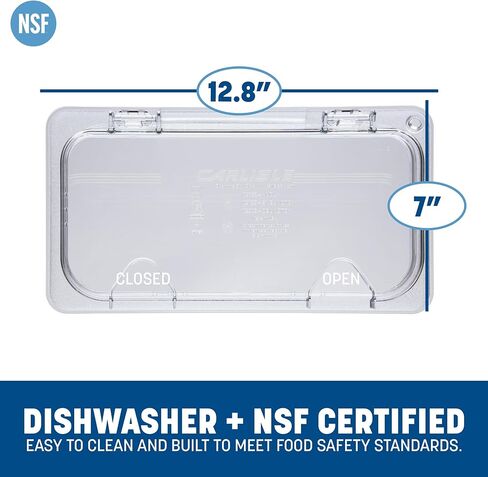 منتجات Carlisle FoodService 10279Z07 EZ Access غطاء مفصلي بمقبض وشق، مقاس ثالث، شفاف in Kuwait