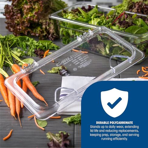منتجات Carlisle FoodService 10279Z07 EZ Access غطاء مفصلي بمقبض وشق، مقاس ثالث، شفاف in Kuwait