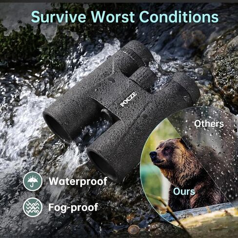 Binoculars for Adults, 12x42 Waterproof and Durable Binoculars with Multi-Coated Optics and Protective Rubber Armor, Lightweight Binocular for Bird Watching, Outdoor Sports, Hunting, Travel-Green in Kuwait