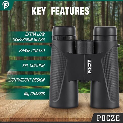 Binoculars for Adults, 12x42 Waterproof and Durable Binoculars with Multi-Coated Optics and Protective Rubber Armor, Lightweight Binocular for Bird Watching, Outdoor Sports, Hunting, Travel-Green in Kuwait