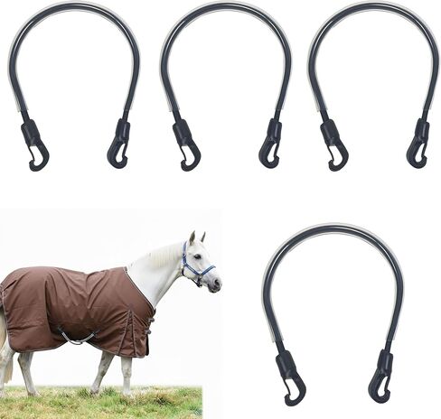 4 Pcs Horse Blanket Leg Straps,20 Inch Adjustable Elastic Replacement with Double-End Clips Securing Surcingle Girth Straps in Saudi Arabia