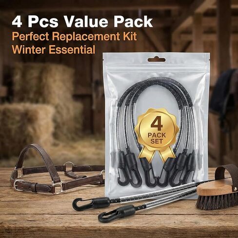4 Pcs Horse Blanket Leg Straps,20 Inch Adjustable Elastic Replacement with Double-End Clips Securing Surcingle Girth Straps in Saudi Arabia