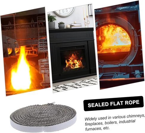 1 Roll Stove Door Gasket Tape Flat Stove Rope High Temperature Resistant Fiberglass Seal for Boilers Ovens Easy to Cut Install Excellent Heat Retention Energy Efficiency in Saudi Arabia