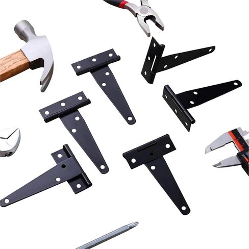 مفصلات على شكل حرف T مقاس 4 بوصات، مفصلات حزام بوابة ريفية، باب مقاوم للصدأ، أسود، 6 قطع in Kuwait