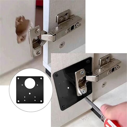 Hinge Repair Plate Stainless Steel Black Bracket with Screws 4Pcs in Saudi Arabia