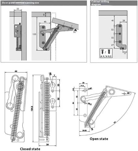 80 Degree Lid Stay Hinges Kitchen Cabinet Door Lift Up Support 2Pcs in Saudi Arabia