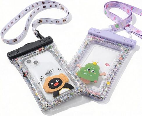 Waterproof Phone Pouch, Waterproof Phone Case Suitable for iPhone Pro Max, IP68 Cellphone Dry Bag Beach Cruise Ship Travel Vacation Essentials .2Pack Black&Purple in Kuwait