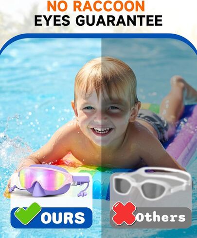 قناع نظارات السباحة للأطفال من Zoomsnail مع غطاء للأنف، نظارات سباحة مضادة للكسر وتسرب الأشعة فوق البنفسجية للأطفال الصغار من عمر 3 إلى 15 عامًا (وردي) in Kuwait