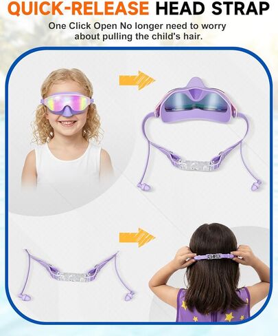 قناع نظارات السباحة للأطفال من Zoomsnail مع غطاء للأنف، نظارات سباحة مضادة للكسر وتسرب الأشعة فوق البنفسجية للأطفال الصغار من عمر 3 إلى 15 عامًا (وردي) in Kuwait
