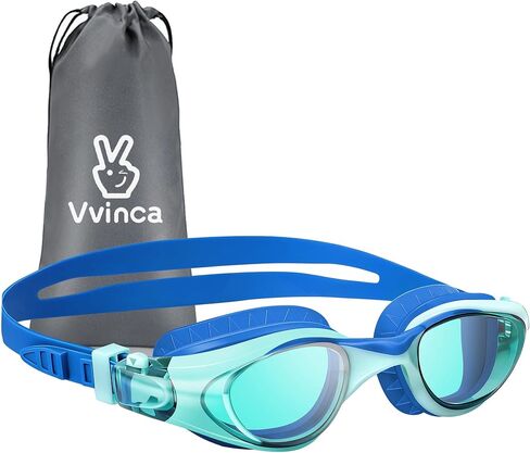 نظارات السباحة للأطفال من Vvinca للأعمار من 6 إلى 14 عامًا، نظارات سباحة مضادة للضباب للحماية من الأشعة فوق البنفسجية، نظارات سباحة مضادة للتسرب للأولاد والبنات in Kuwait
