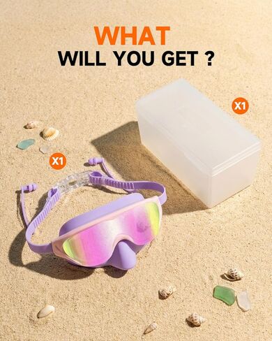 قناع نظارات السباحة للأطفال من Zoomsnail مع غطاء للأنف، نظارات سباحة مضادة للكسر وتسرب الأشعة فوق البنفسجية للأطفال الصغار من عمر 3 إلى 15 عامًا (وردي) in Kuwait