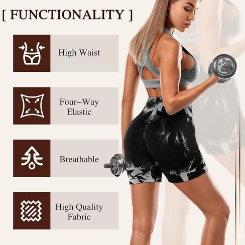 4 Piece Women Workout Shorts Tie Dye High Waist Butt Lifting Shorts Tight Women Workout Gym Yoga Sports Shorts in Kuwait