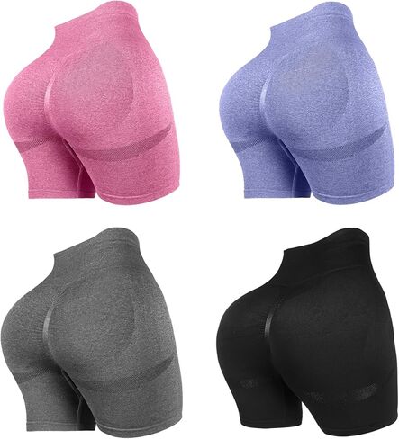 4 Piece Women Workout Shorts Tie Dye High Waist Butt Lifting Shorts Tight Women Workout Gym Yoga Sports Shorts in Kuwait