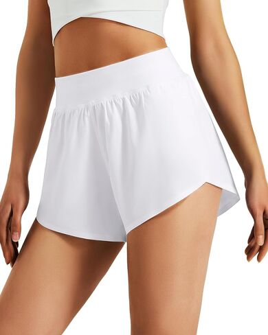 شورت نسائي رياضي للركض مقاس 3 بوصات، عالي الخصر، سريع الجفاف، خفيف الوزن، خفيف الوزن، للتمرين في صالة الألعاب الرياضية مع بطانة in Kuwait