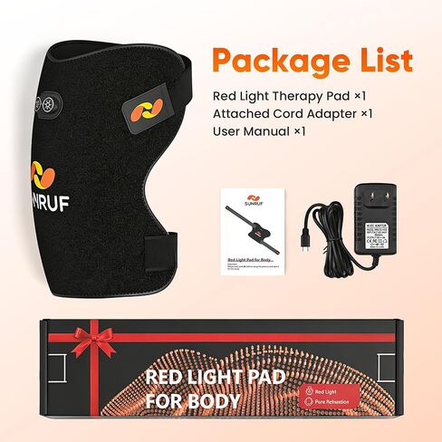 العلاج بالضوء الأحمر للجسم، وسادات علاج قابلة للطي لمفاصل الورك والخصر والكتف والركبة، وسادة إضاءة بالأشعة تحت الحمراء للرجال والنساء هدايا عيد الميلاد مع أشرطة تمديد (أسود) in Kuwait