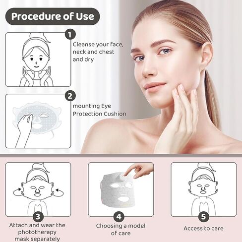 JVV Red Light Therapy for Face, 7 Colors LED Facial Skin Care Mask, 10-Minute Auto Off, Wearable for Home Use, White in Saudi Arabia