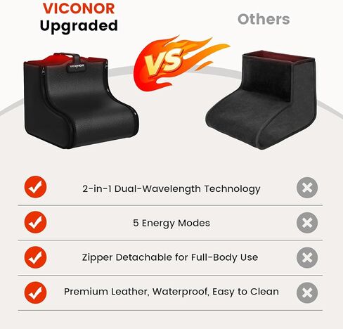 Viconor Red Light Therapy for Feet, Red Light Therapy Shoe Wraps for Feet and Ankle Neuropathy Relief - Portable Infrared Light Therapy Device for Foot & Ankle, Zipper Removable Adjustable Timer in Kuwait