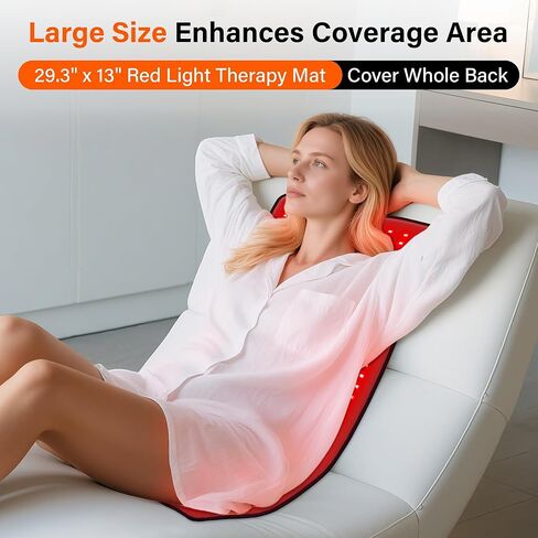 Alfavet Upgraded Red Light Therapy Mat for Body, 330 LEDs Medical-Grade TPU Red Light Therapy Pad, 660nm&850nm Infrared Light Therapy for Shoulder Back Pain Relief, 29.3" x 13" in Kuwait