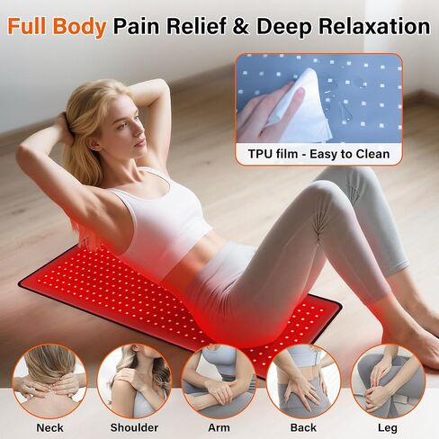 Alfavet Upgraded Red Light Therapy Mat for Body, 330 LEDs Medical-Grade TPU Red Light Therapy Pad, 660nm&850nm Infrared Light Therapy for Shoulder Back Pain Relief, 29.3" x 13" in Kuwait