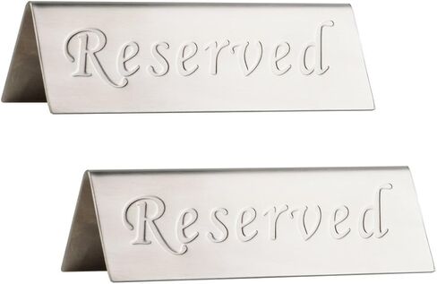 علامة محفوظة - علامة امتثال سطح الطاولة من الفولاذ المقاوم للصدأ المصقول - مزدوجة الجوانب - 4.7 × 1.6 بوصة - مجموعة من 2 - فضي in Kuwait