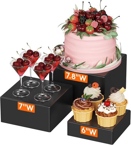 Lifewit 6 PCS Buffet Risers and Stands, Up to 25 cm/10" Food Risers for Buffet Table, Catering Dessert Cake Holder for Party, Collectibles Jewelry Display Shelf, Nesting Cube Boxes, (6",6",7",7.8",8.3",10")White in Saudi Arabia