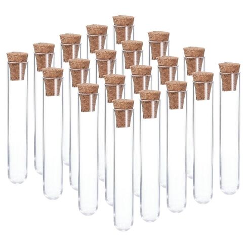 5ml Plastic Test Tubes with Cork Stoppers, 20Pcs 75x12mm Tubes for Scientific Party Decoration Candy Bead Storage Bath Salt Lab Use, Clear in Saudi Arabia
