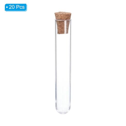 5ml Plastic Test Tubes with Cork Stoppers, 20Pcs 75x12mm Tubes for Scientific Party Decoration Candy Bead Storage Bath Salt Lab Use, Clear in Saudi Arabia