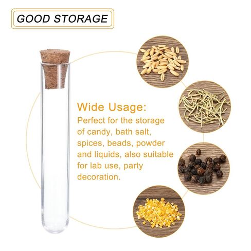 5ml Plastic Test Tubes with Cork Stoppers, 20Pcs 75x12mm Tubes for Scientific Party Decoration Candy Bead Storage Bath Salt Lab Use, Clear in Saudi Arabia