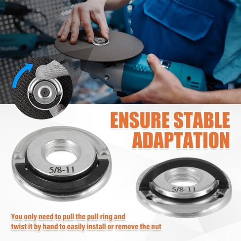 5/8''-11 Thread Adapter with 2Pcs 5/8''-11 Flange Lock Nut Kit Stainless Steel Diamond Core Drill Bit Adapter Suitable for XLOCK Angle Grinder Convert and Install Saw Blades, Polish Discs, etc in Saudi Arabia