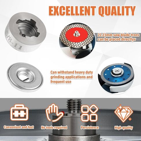 5/8''-11 Thread Adapter with 2Pcs 5/8''-11 Flange Lock Nut Kit Stainless Steel Diamond Core Drill Bit Adapter Suitable for XLOCK Angle Grinder Convert and Install Saw Blades, Polish Discs, etc in Saudi Arabia