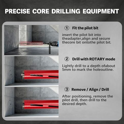 Core Drill Bit Adapter 5/8"-11 Thread with 11.81" Pilot Bit, SDS Plus & Hex Shank Adapters, Centering Guide Pin for Dry Diamond Core Bits, Compatible with Rotary & Hammer Drills (4-Piece Kit) in Kuwait