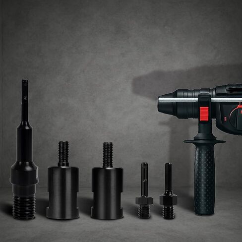 Core Drill Bit Adapter 5/8"-11 Thread with 11.81" Pilot Bit, SDS Plus & Hex Shank Adapters, Centering Guide Pin for Dry Diamond Core Bits, Compatible with Rotary & Hammer Drills (4-Piece Kit) in Kuwait
