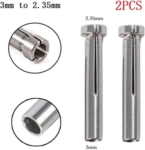 2 قطعة محول مثقاب من الفولاذ المقاوم للصدأ محول كم كوليت 3 مم إلى 2.35 مم مخفض عرقوب متوافق مع آلات النقش وأدوات المحرك الصغير للتثبيت الدقيق في استخدام ورشة العمل in Kuwait