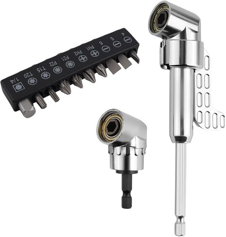 105 Degree Right Angle Drill Adapter Kit,Hex Magnetic Right Angle Drill Attachment with 25mm Screwdriver Bits Kit,Professional 90 Degree Drills Attachment for Narrow Space Repair in Saudi Arabia