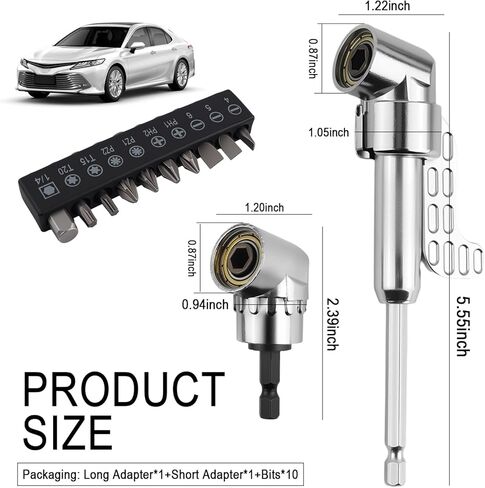 105 Degree Right Angle Drill Adapter Kit,Hex Magnetic Right Angle Drill Attachment with 25mm Screwdriver Bits Kit,Professional 90 Degree Drills Attachment for Narrow Space Repair in Saudi Arabia