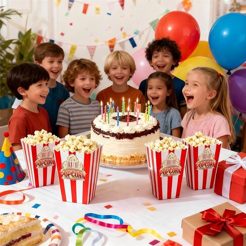 40 قطعة من دلو الفشار الكلاسيكي المخطط باللون الأحمر والأبيض من Wertyuizk، صناديق الفشار للاستعمال مرة واحدة لليلة الفيلم، والهالوين المنزلي، وعيد الشكر، وحفلة عيد الميلاد in Kuwait