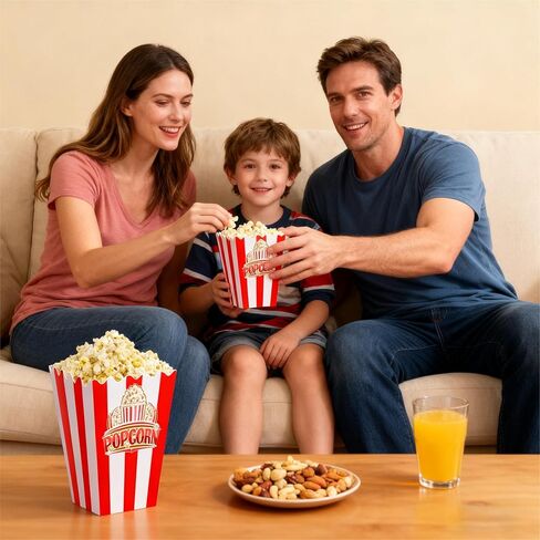 40 قطعة من دلو الفشار الكلاسيكي المخطط باللون الأحمر والأبيض من Wertyuizk، صناديق الفشار للاستعمال مرة واحدة لليلة الفيلم، والهالوين المنزلي، وعيد الشكر، وحفلة عيد الميلاد in Kuwait