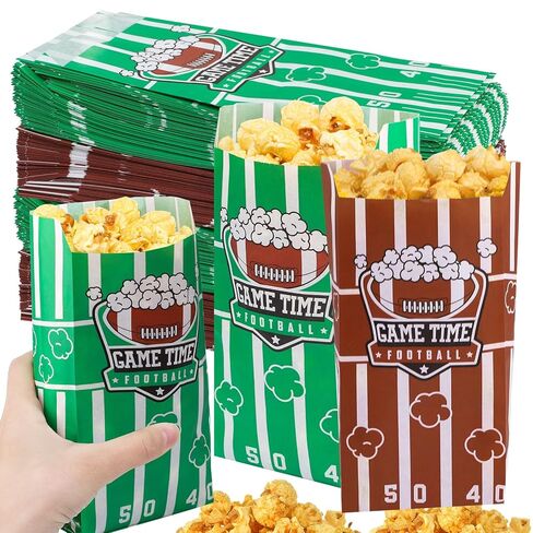 600 Pcs Football Popcorn Bags, 1 Oz Brown Green Football Treat Bags Snack Candy Bag for Popcorn Machine Watching Rugby Game Easter Decorations in Saudi Arabia