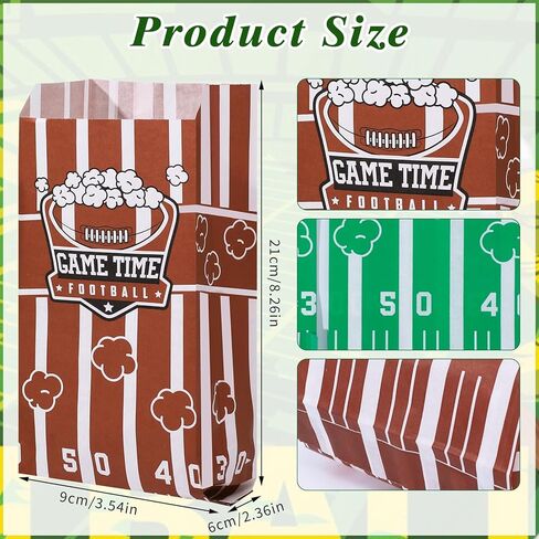 600 Pcs Football Popcorn Bags, 1 Oz Brown Green Football Treat Bags Snack Candy Bag for Popcorn Machine Watching Rugby Game Easter Decorations in Saudi Arabia