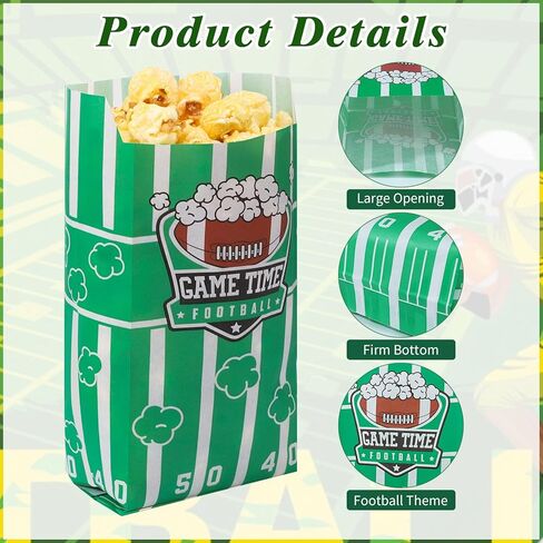 600 Pcs Football Popcorn Bags, 1 Oz Brown Green Football Treat Bags Snack Candy Bag for Popcorn Machine Watching Rugby Game Easter Decorations in Saudi Arabia