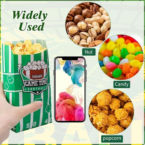 600 Pcs Football Popcorn Bags, 1 Oz Brown Green Football Treat Bags Snack Candy Bag for Popcorn Machine Watching Rugby Game Easter Decorations in Saudi Arabia