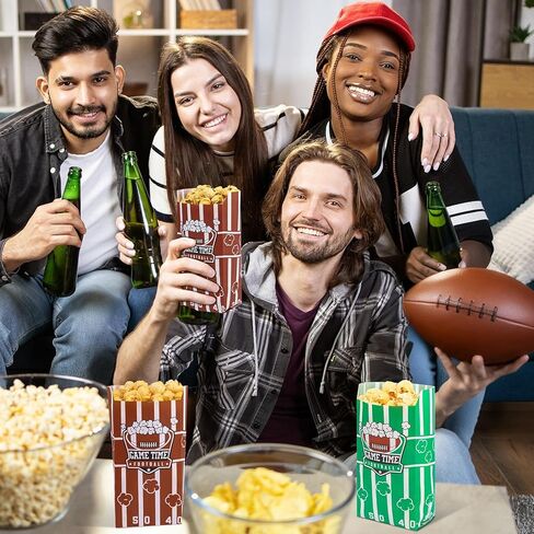 600 Pcs Football Popcorn Bags, 1 Oz Brown Green Football Treat Bags Snack Candy Bag for Popcorn Machine Watching Rugby Game Easter Decorations in Saudi Arabia