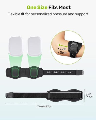 Rakiie Upgraded Tennis Elbow Brace for Men Women with 2 Silicone Pads, Adjustable Golfers & Tennis Elbow Strap for Tendonitis Pain Relief, Support for Sports, Fits Forearm 7.1''-14', Gray in Kuwait